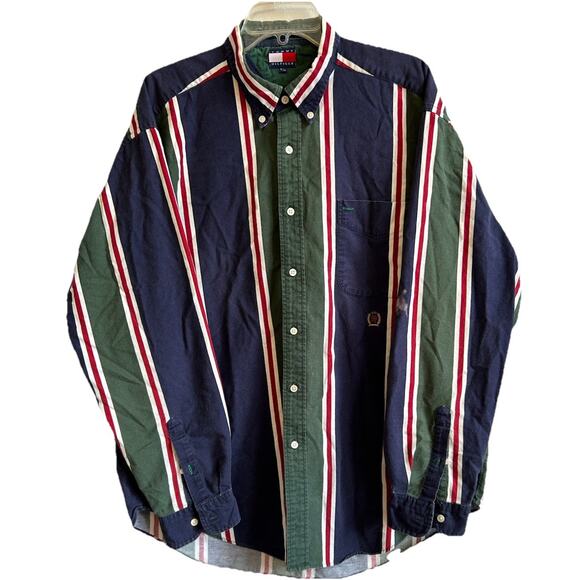 Vintage Tommy Hilfiger Embroidered Crest Shirt Men’s XL Long Sleeve Button Down - Picture 1 of 13